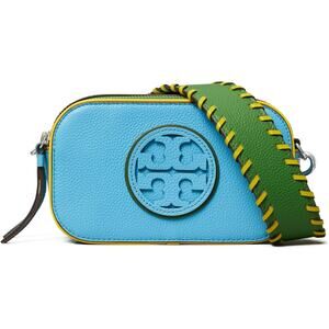 Tory Burch 'Miller' Blue Leather Pop Edge Mini Crossbody Bag
